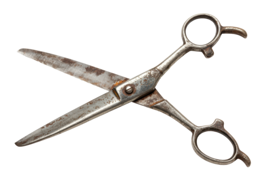 Isolated Vintage Barber Scissors with Rust