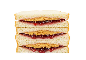 Isolated Stacked Peanut Butter and Jelly Sandwich