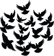 Obraz premium Silhouette of doves flying