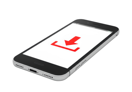 Isolated Smartphone Displaying Red Download Icon