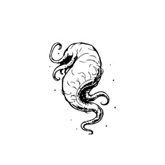 Stylized creature illustration with tentacles and organic forms evoking mystery and imagination through artistic design