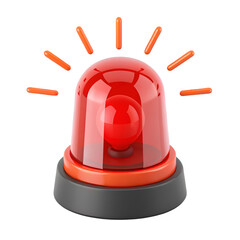 Red Flashing Siren 3 D Icon isolated on a transparent background