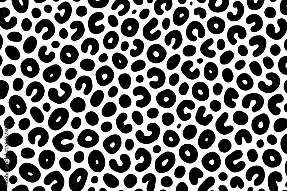 Poster abstract hand drawn seamless black and white leopard spot pattern graphic background design element 