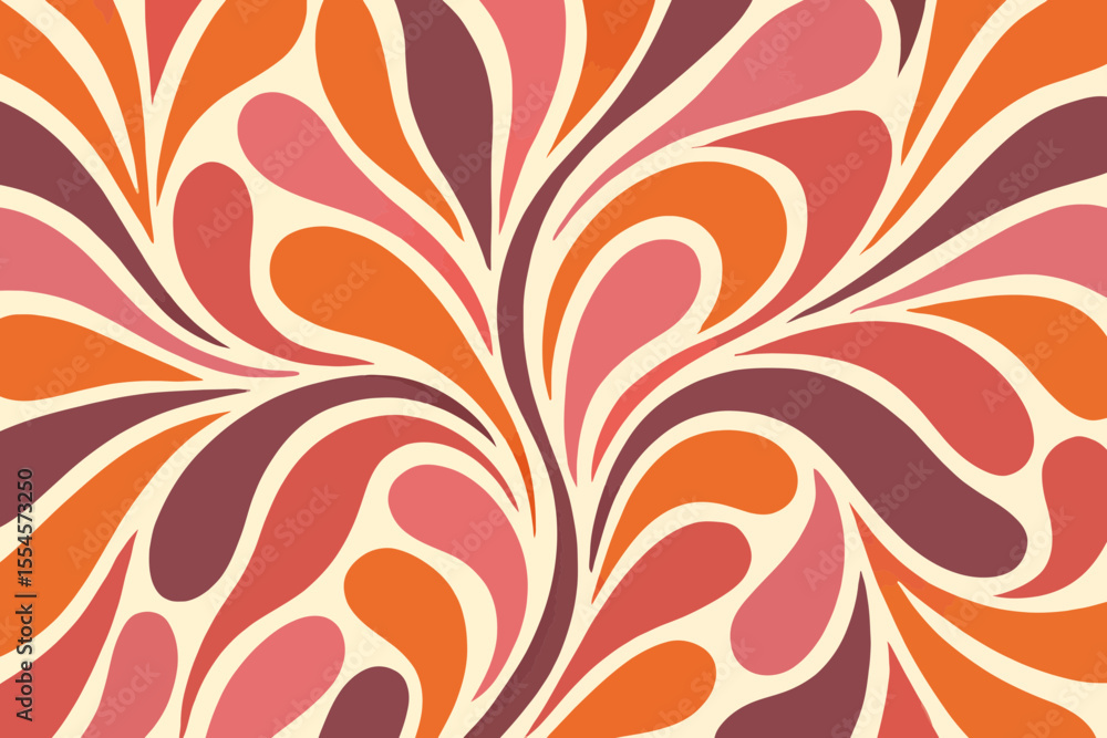 Poster psychedelic inspired abstract pattern organic flowing shapes seamless background print groovy style 