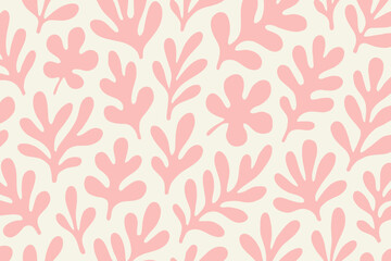 Fototapeta premium Abstract organic shapes form a beautiful seamless repeating decorative pattern in soft blush pink on a neutral cream background perfect for modern artistic aesthetic designs