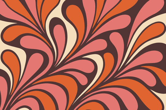 Vibrant retro midcentury abstract seamless pattern bold organic shapes warm palette orange pink brown cream perfect vintage background textile print wallpaper design