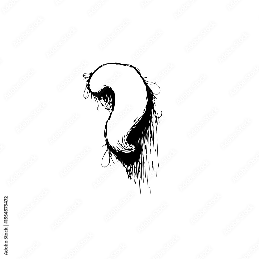 Poster minimalist artistic drawing of a flowing form creates a visually captivating and intriguing illustra