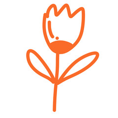 vector illustration of an orange flower line art