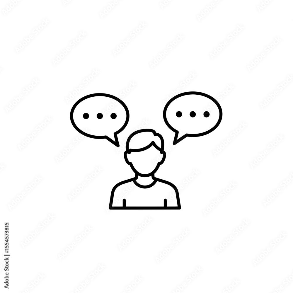 Poster vector artwork illustrating the concept of a person with speech bubbles above their head symbolizing