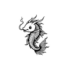 Elegant japanese koi fish illustration embodying tranquility grace and auspiciousness for minimalist tattoo design or logo