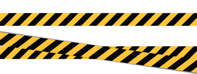 Diagonal striped caution tape vector illustration for construction barriers, crime scene borders, or safety warnings featuring bold, parallel lines for graphic design