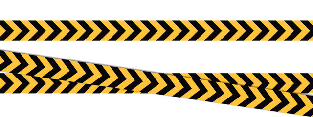 Chevron pattern caution tape vector for warning tape, road safety barricades, or danger zone markings with strong, directional arrows suitable for industrial design and backgrounds