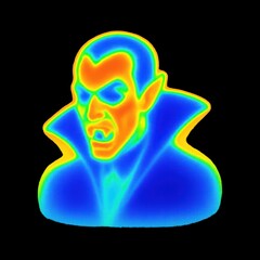Colorful thermal vampire illustration.