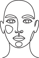 face of a man, Abstract face in continuous line art style isolated on white background