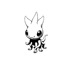 Charming creature with unique features: An adorable blend of animalistic fantasy and octopus, a cute monster