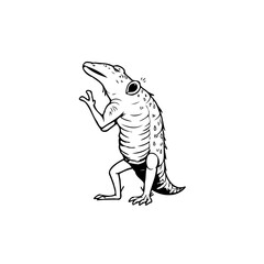 A charming cartoon amphibian with expressive gestures ready for a whimsical adventure full of happiness and playfulness