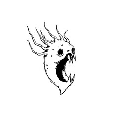 Terrifying monster with tentacles, a sinister creature emerging from the depths of nightmare and madness