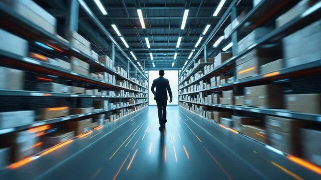 Financial gurus concept, Modern Warehouse Inventory Exploring Storage Solutions with Boxes and Logistics for Business Efficiency