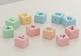 Obraz premium Wooden toy blocks on a white background form a 3D word concept