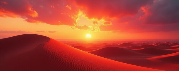 Fiery orange and red hues paint the sky above windswept dunes , spring, summer, beach