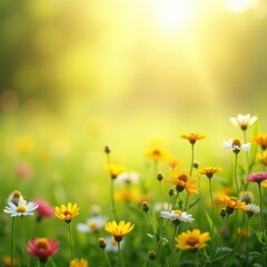 Summer meadow, background. AI generative.