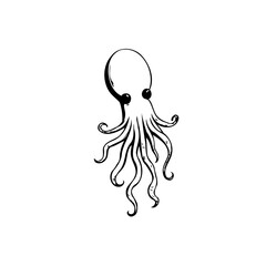 Stylized monochrome octopus illustration with a playful character and simplistic design suitable for various creative projects and applications in art