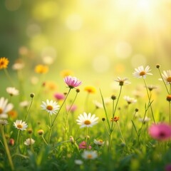 Summer meadow, background. AI generative.