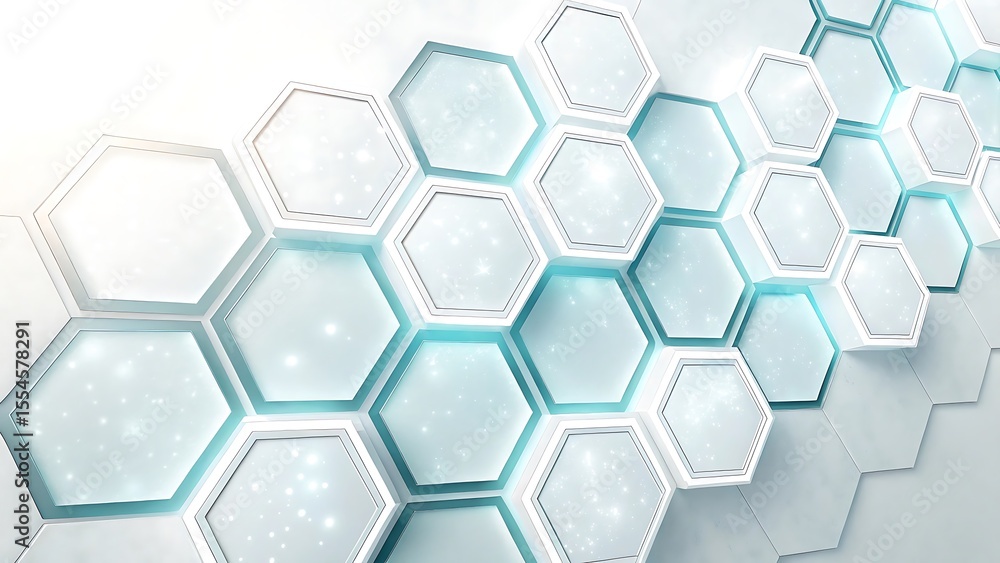 Poster blue abstract background with a seamless hexagonal honeycomb pattern, ideal for modern tech or busin