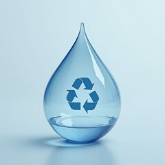 Water drop with recycle symbol representing water conservation