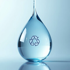 Water drop with recycle symbol representing water conservation
