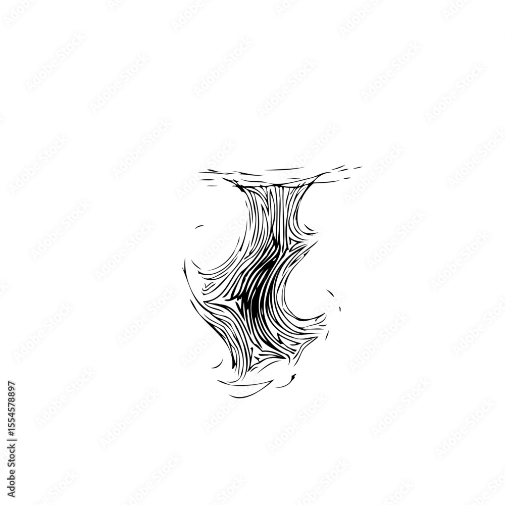 Fototapete abstract black and white artistic lines creating a complex vortex visual effect with white backgroun