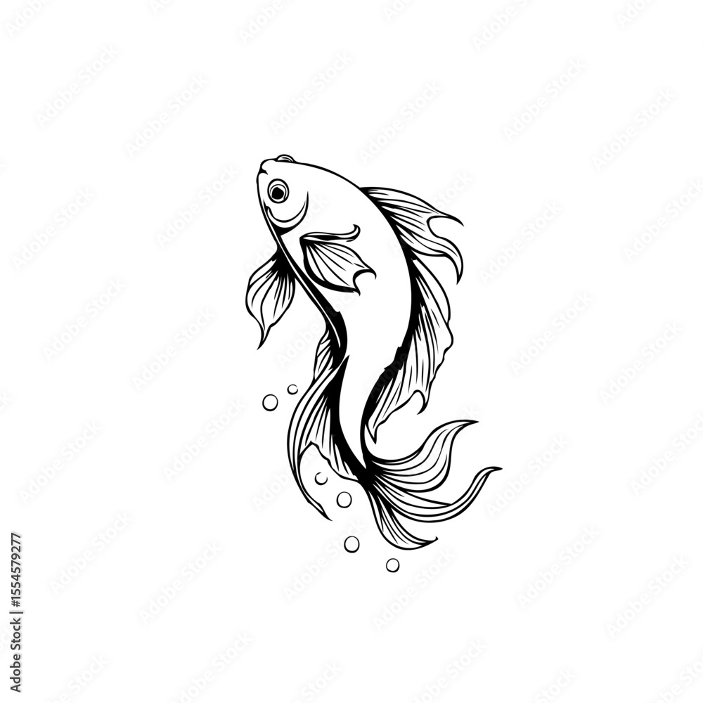 Poster elegant fish illustration capturing graceful movement and shimmering scales adding touch to graphic 
