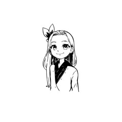 Cute anime girl with flower illustration smiling illustration for printing or educational purposes and creative designs