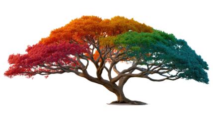 Rainbow Tree: A vibrant and surreal tree displaying a kaleidoscope of autumn colors, embodying the beauty of nature's diversity and the changing seasons.