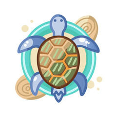 Simple illustration of turtle icon. Line drawing. Chinese zodiac. Animal. Lucky charms. Symbol of longevity. U Sea.