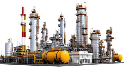 Industrial Marvel: A detailed view of an industrial complex, highlighting its intricate network of pipes, tanks, and structures. This image captures the essence of industry, showcasing its scale.