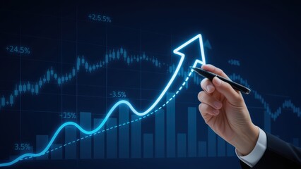 Business Growth Visualization with Hand and Pen on Graph