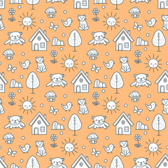 Vector Children's Seamless Pattern Kid Baby Print