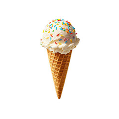 Vanilla Ice Cream Cone With Sprinkles  Floating In The Air, Generative AI