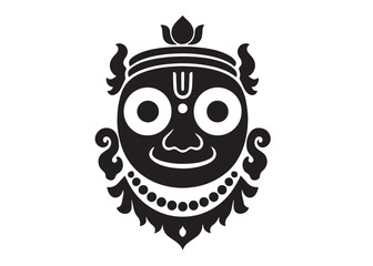 Fototapeta premium vector design of lord jagannatha, puri odisha god rathyatra festival, jagannatha vector illustration, happy rath yatra festival, jagannath rath silhouette on white background