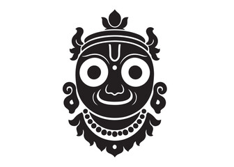 vector design of lord jagannatha, puri odisha god rathyatra festival, jagannatha vector illustration, happy rath yatra festival, jagannath rath silhouette on white background