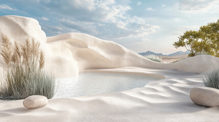 As gentle breeze gracefully molds terrain, intricate designs and tranquil beauty arise from ivory dunes, unveiling a captivating of delicate undulations and ethereal allure