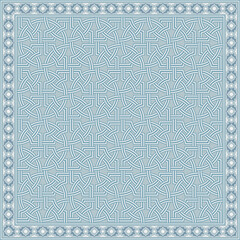 Vector turquoise, blue and white Scarf pattern from interlacing geometrical shapes 
