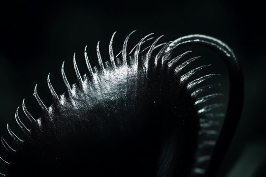 close up of a rare Venus flytrap with open jaws