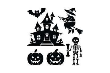 halloween pumpkin and haunted house