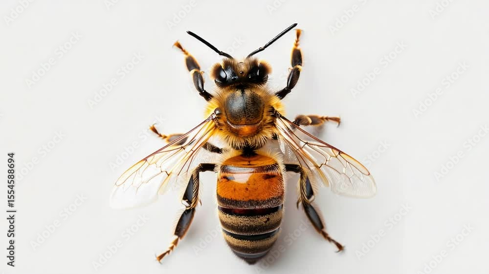 Poster a clear image of a single bee on a white background, suitable for use in educational or scientific m