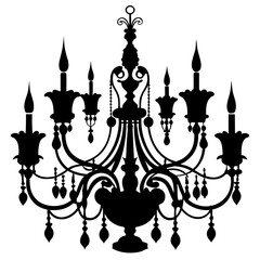 Elegant Black Chandelier Silhouette Design for Interior Decor Lighting and Decorative Ornamentation Projects