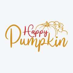 Happy Pumpkin Vector Graphic Design, Cute Pumpkin Clipart for Apparel, Joyful Pumpkin T-Shirt Design