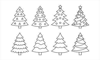 Obraz premium Set of Hand Drawn Christmas Tree Outlines – Holiday Vector Clipart