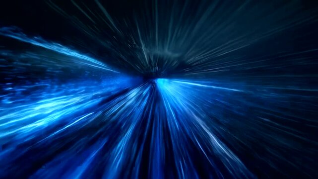 Abstract digital illustration of a space tunnel with light streaks.